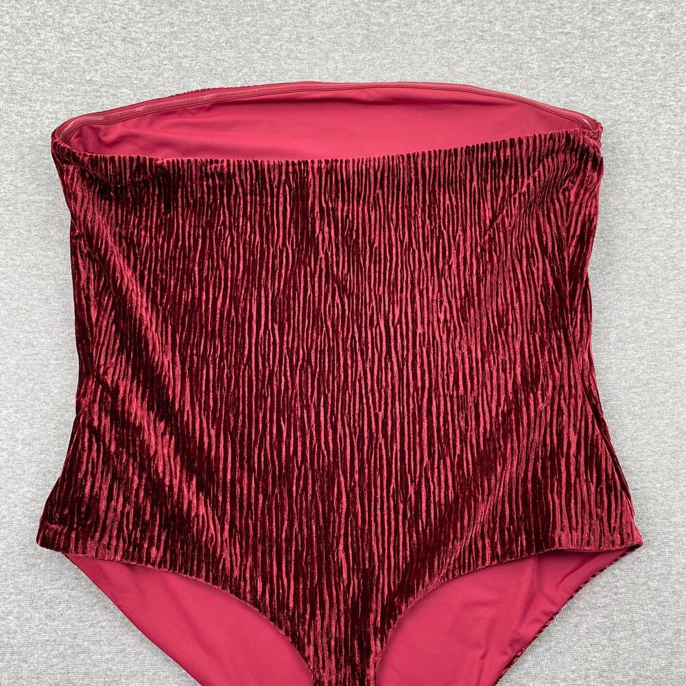 Naked Wardrobe Bodysuit Womens S Red Plush Velvet Tube Strapless Romantic Glam - Picture 10 of 12